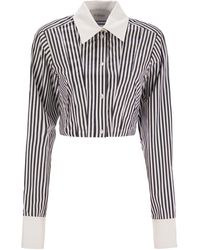 Sportmax - Abano Striped Poplin Crop Shirt - Lyst