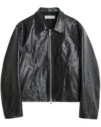 Our Legacy - Cropped Leather Jacket With Classic Collar - Lyst