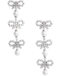 Self-Portrait - Micro Bow Tiered Pearl Earrings - Lyst