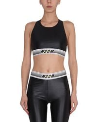 MSGM - Logo Round Neck Top - Lyst