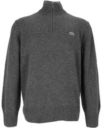 Lacoste - Textured Knit Pullover Sweater With High Ribbed Collar - Lyst