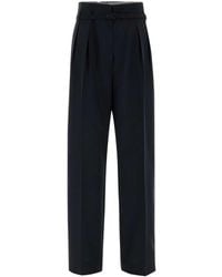 Prada - Midnight Wool Blend Palazzo Pant - Lyst