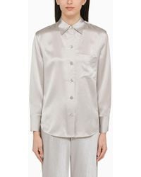 Vince - Classic Pearl Grey Silk Shirt - Lyst