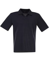 Herno - Cotton Jersey Polo Shirt With Open Collar - Lyst
