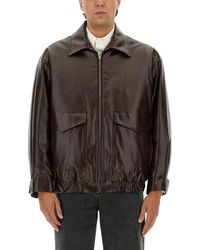 MM6 by Maison Margiela - Relaxed Fit Leather Jacket With Classic Collar - Lyst
