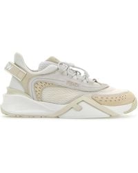 Fendi - Ivory Mesh And Suede Flow Sneakers - Lyst