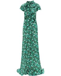 Saloni - Maxi Floral Dress Kelly With Bows - Lyst