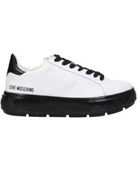 Love Moschino - Liebe Moschino Sneakers Frauen Leder weiß/schwarz - Lyst