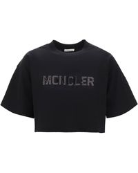 Moncler - T-Shirt Cropped Con Logo - Lyst