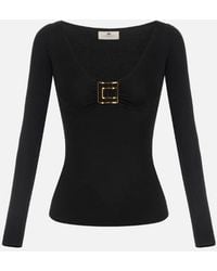 Elisabetta Franchi - Top With Jewel Logo - Lyst