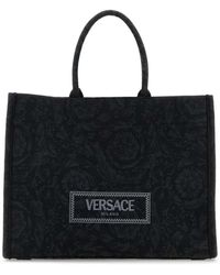 Versace - Embroidered Fabric Big Athena Shopping Bag - Lyst