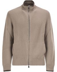Fedeli - Full Zip Cashmere Rib Knit Cardigan - Lyst