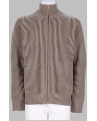 MM6 by Maison Margiela - Ribbed Wool Zip-Front Mock Neck Cardigan - Lyst