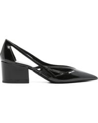 Prada - Brushed Leather Cut-Out Pumps - Lyst