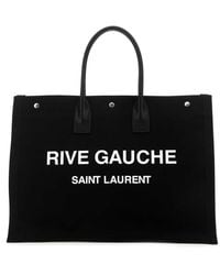 Saint Laurent - Rive Gauche Canvas Tote Leather; Cotton; Linen Bags - Lyst