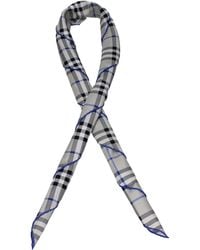 Burberry - Foulard Mujeres Seda Gris/Azul - Lyst