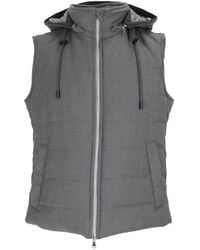 BRANDO-LUBIAM - Sleeveless Padded Vest With High Collar And Adjustable Hood - Lyst