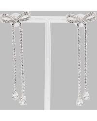 Self-Portrait - Crystal Bow Drop Earrings - Lyst
