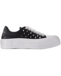 McQueen - Oversized Sneakers In Zwart En Zilver Leer - Lyst