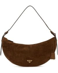 Prada - Demi-Lune Large Suede Shoulder Bag - Lyst