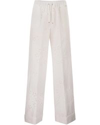 Herno - Trousers With Broderie Anglaise Detailing - Lyst