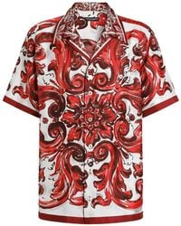 Dolce & Gabbana - Dolce & Gabbana Silk Twill Hawaiian Shirt With Majolica Print - Lyst