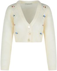 Alessandra Rich - Ivory Mohair Blend Cardigan - Lyst