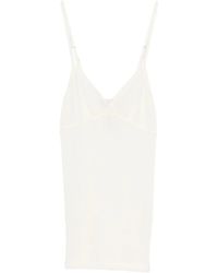 forte_forte - Tanktop Van Geborduurde Wollen Geribde Jersey - Lyst