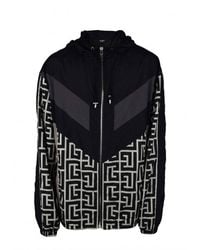 Balmain - Fitness ,Zwart ,Nylon Nylon Monogram Jacket - Lyst