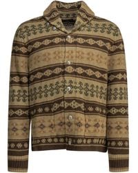 RRL - Woven Knit Linen Silk Cardigan - Lyst