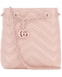 Gucci - Leather Micro Gg Marmont Bucket Bag - Lyst