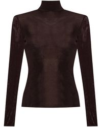 Self-Portrait - Ribbed Turtleneck Top - Lyst