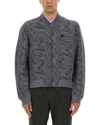 Etro - Jacquard Bomber Jacket With Logo - Lyst