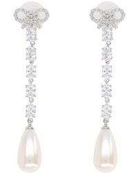 Self-Portrait - Bow Pearl Droplet Earrings - Lyst