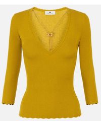 Elisabetta Franchi - Geribbelde Trui Met Ketting - Lyst