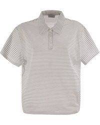 Peserico - Striped Cotton Jersey Polo Shirt - Lyst