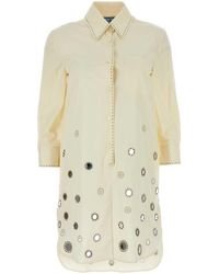 Prada - Sand Cotton Shirt Dress - Lyst