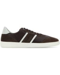 Ferragamo - Salvatore Dark Suede And Leather Achille Sneakers - Lyst