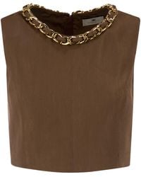 Elisabetta Franchi - Sleeveless Top With Jewel Chain Detail - Lyst