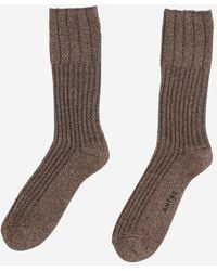 ANT45 - Ribbed Stretch Cotton Blend Socks - Lyst