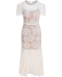 Self-Portrait - Zelfportret Midi-jurk Van Kant En Tule - Lyst