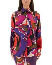 PUCCI - Printed Silk Button-Up Shirt - Lyst