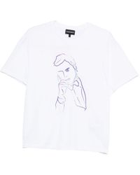 Emporio Armani - Cotton T-Shirt With Giorgio Armani Print - Lyst