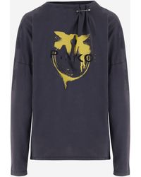 Pinko - Long Sleeved Cotton T Shirt With Logo - Lyst