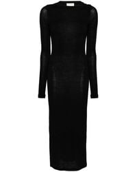 Saint Laurent - Wool Blend Long Pencil Dress - Lyst