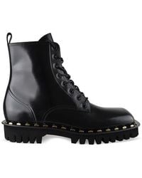 Balmain - Patent Leather Ankle Boots With Studs - Lyst