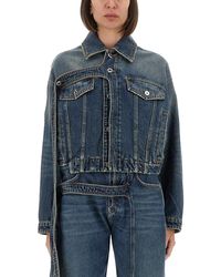 Jean Paul Gaultier - Cropped Oversized Denim Jacket With Classic Collar - Lyst