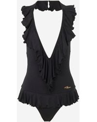 Chloé - Swimsuit With V Neck And Ruffle - Lyst