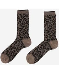 ANT45 - Stretch Cotton Blend Socks With Animal Print - Lyst