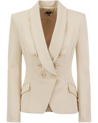 Elisabetta Franchi - Double Breasted Crepe Jacket mit Schal -Revers - Lyst